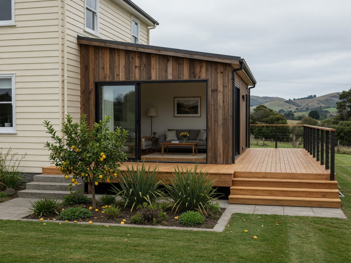Home addition and renovation on a cream villa in Whakatāne